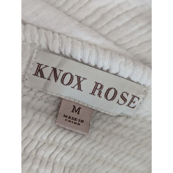 KNOX ROSE! FRESH WHITE CRINKLY GAUZE, RUCHED BACK, TIERED SUN DRESS! SZ M - Picture 8 of 10